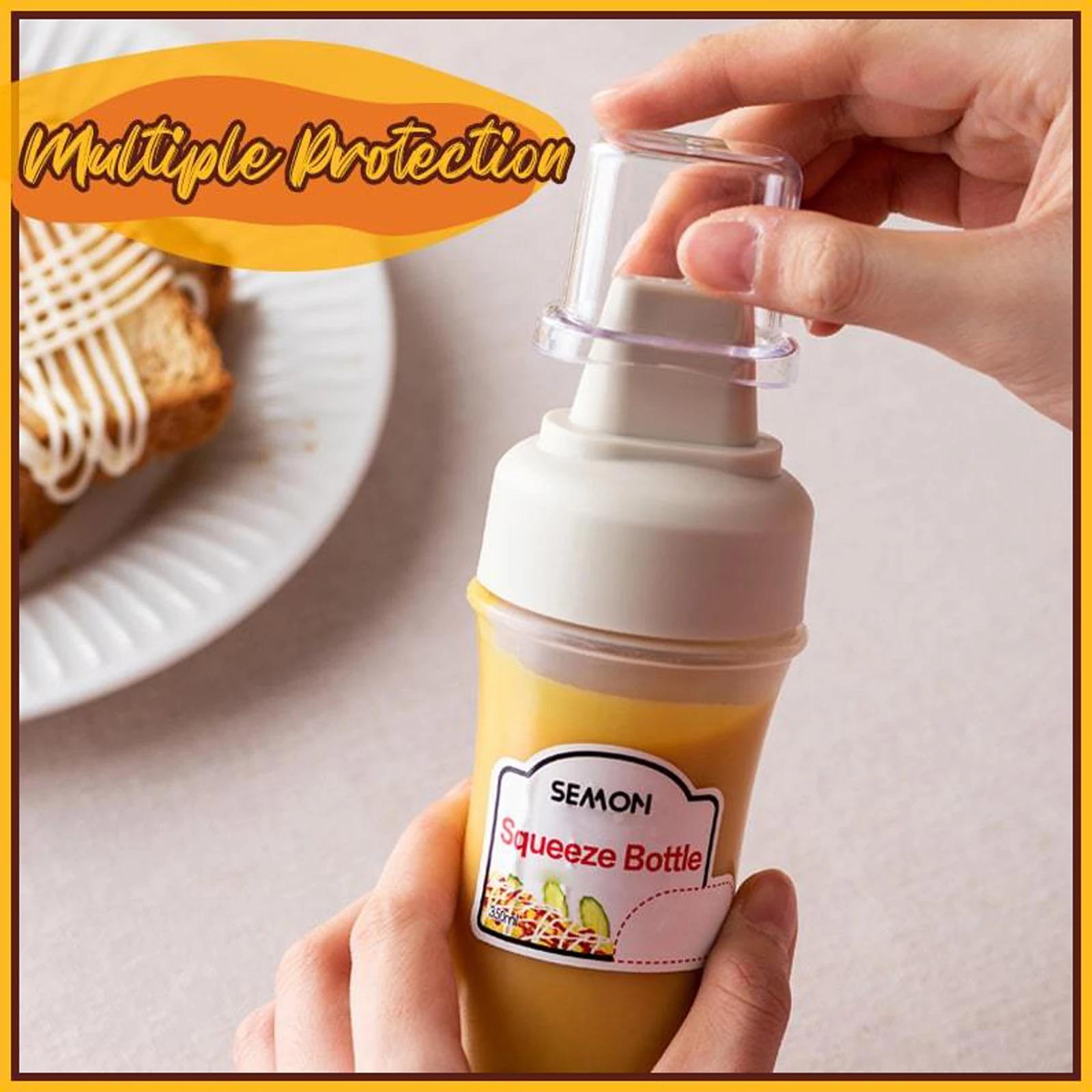 350ml Ketchup Mustard Hot Sauces Olive Oil Bottles With Nozzles 5 Hole Plastic Seasonings BPA Free Condiment Squeeze